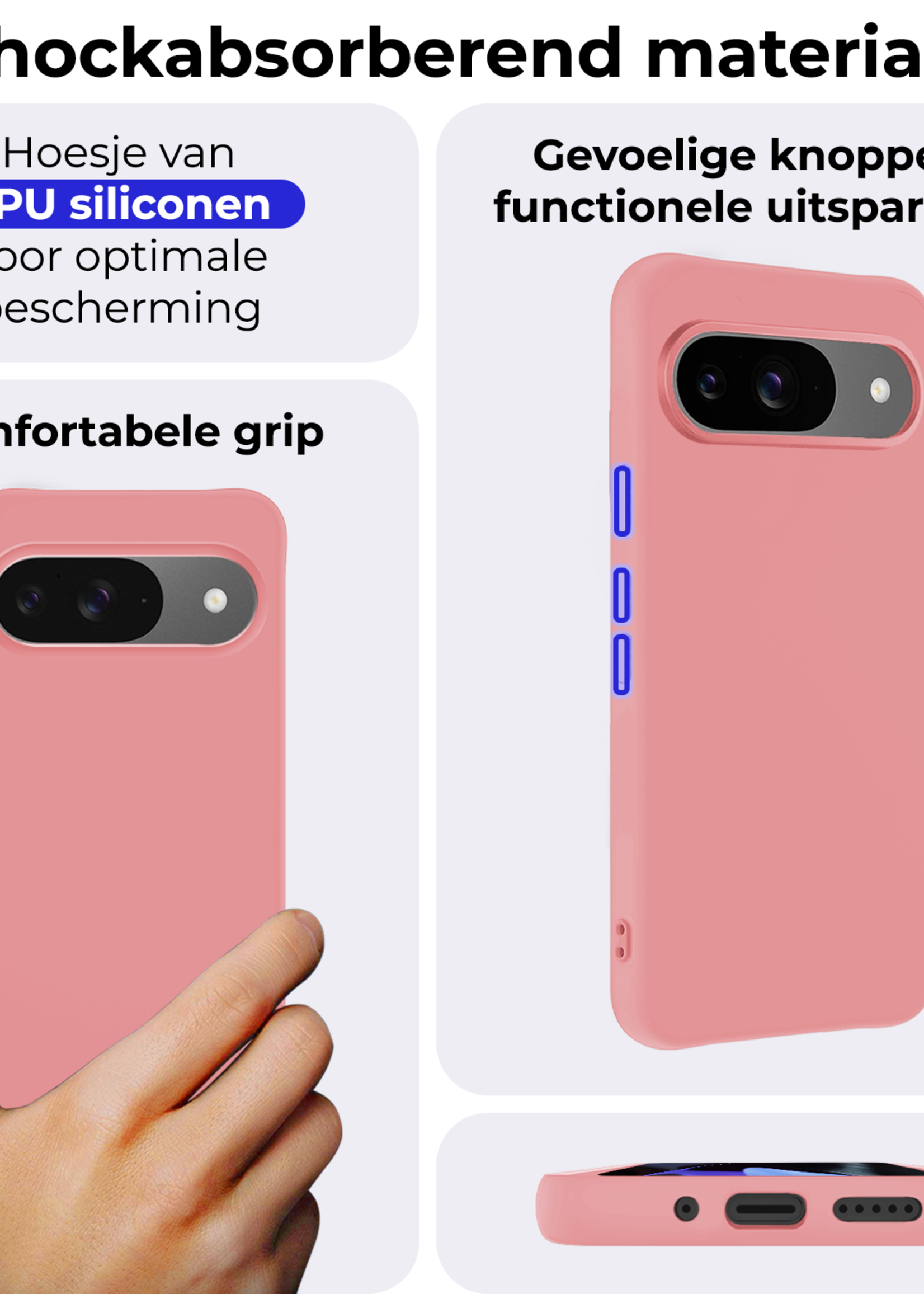 BTH BTH Google Pixel 10 Hoesje Siliconen - Lichtroze - 2 PACK