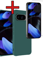 BTH BTH Google Pixel 10 Hoesje Siliconen Met Screenprotector - Donkergroen