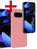 BTH BTH Google Pixel 10 Hoesje Siliconen Met Screenprotector - Lichtroze