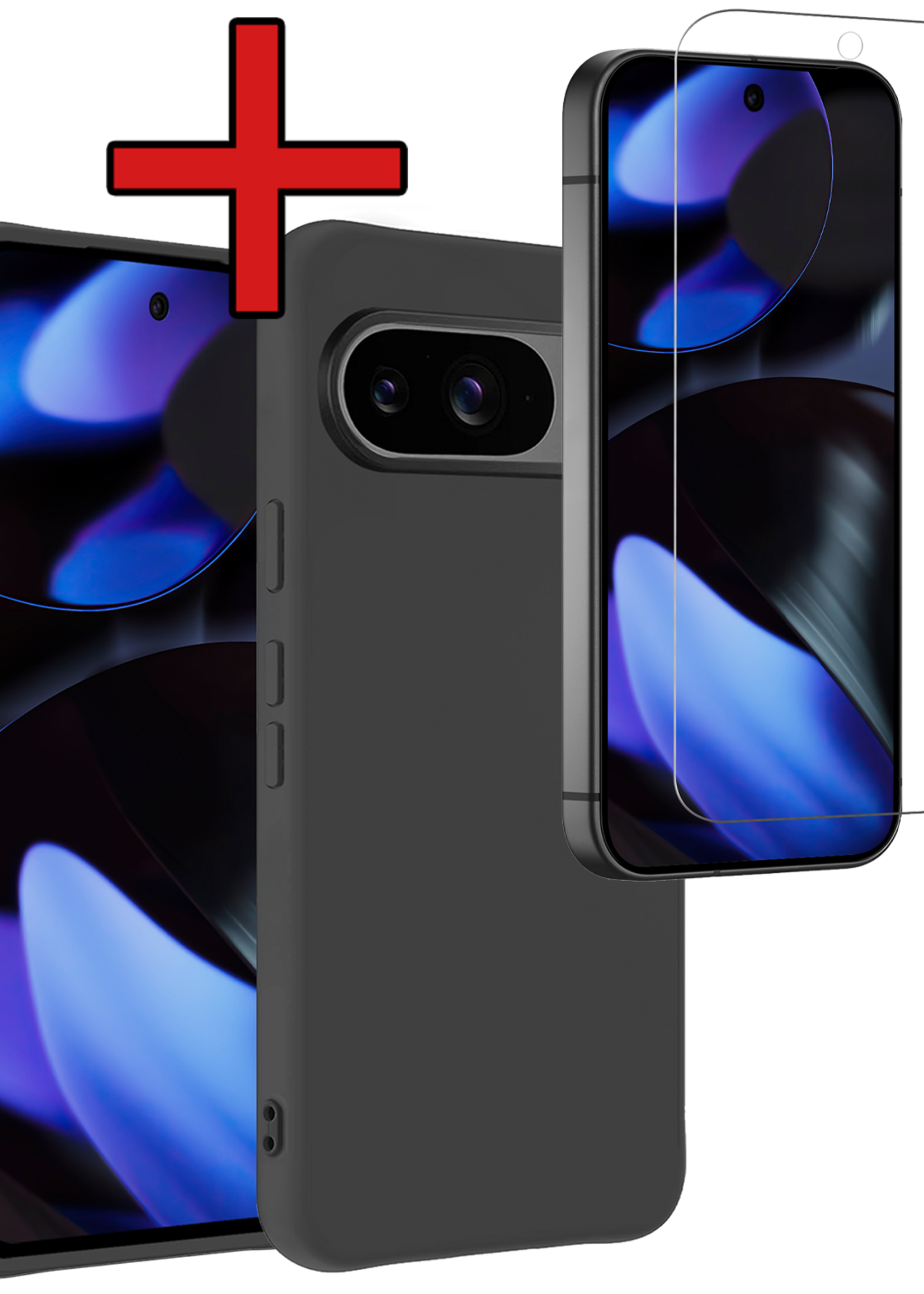 BTH BTH Google Pixel 10 Hoesje Siliconen Met Screenprotector - Zwart