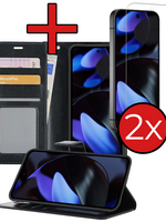 BTH BTH Google Pixel 10 Hoesje Bookcase Met 2x Screenprotector - Zwart