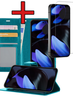 BTH BTH Google Pixel 10 Pro Hoesje Bookcase Met Screenprotector - Turquoise