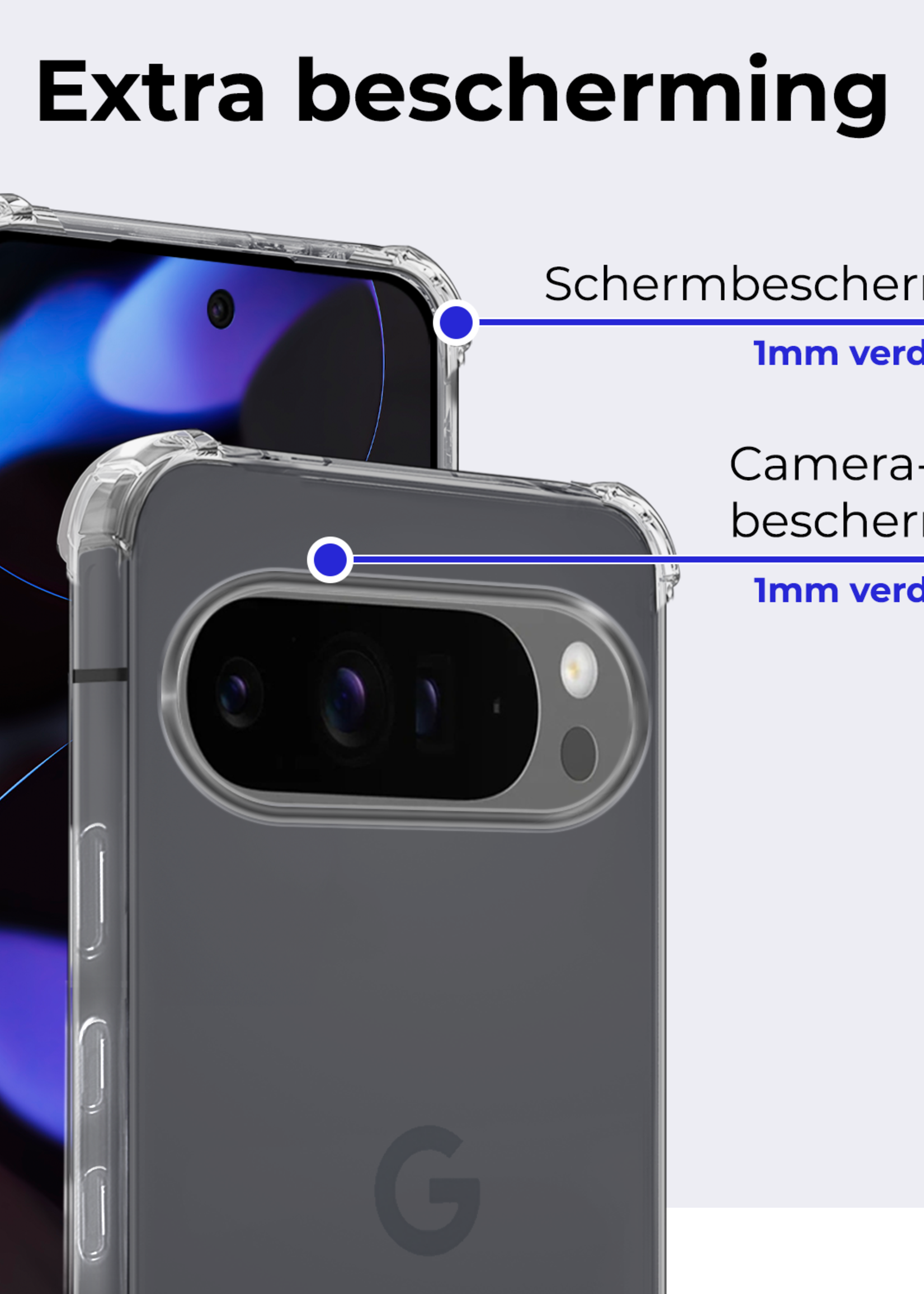 BTH BTH Google Pixel 10 Pro XL Hoesje Shockproof - Transparant - 2 PACK