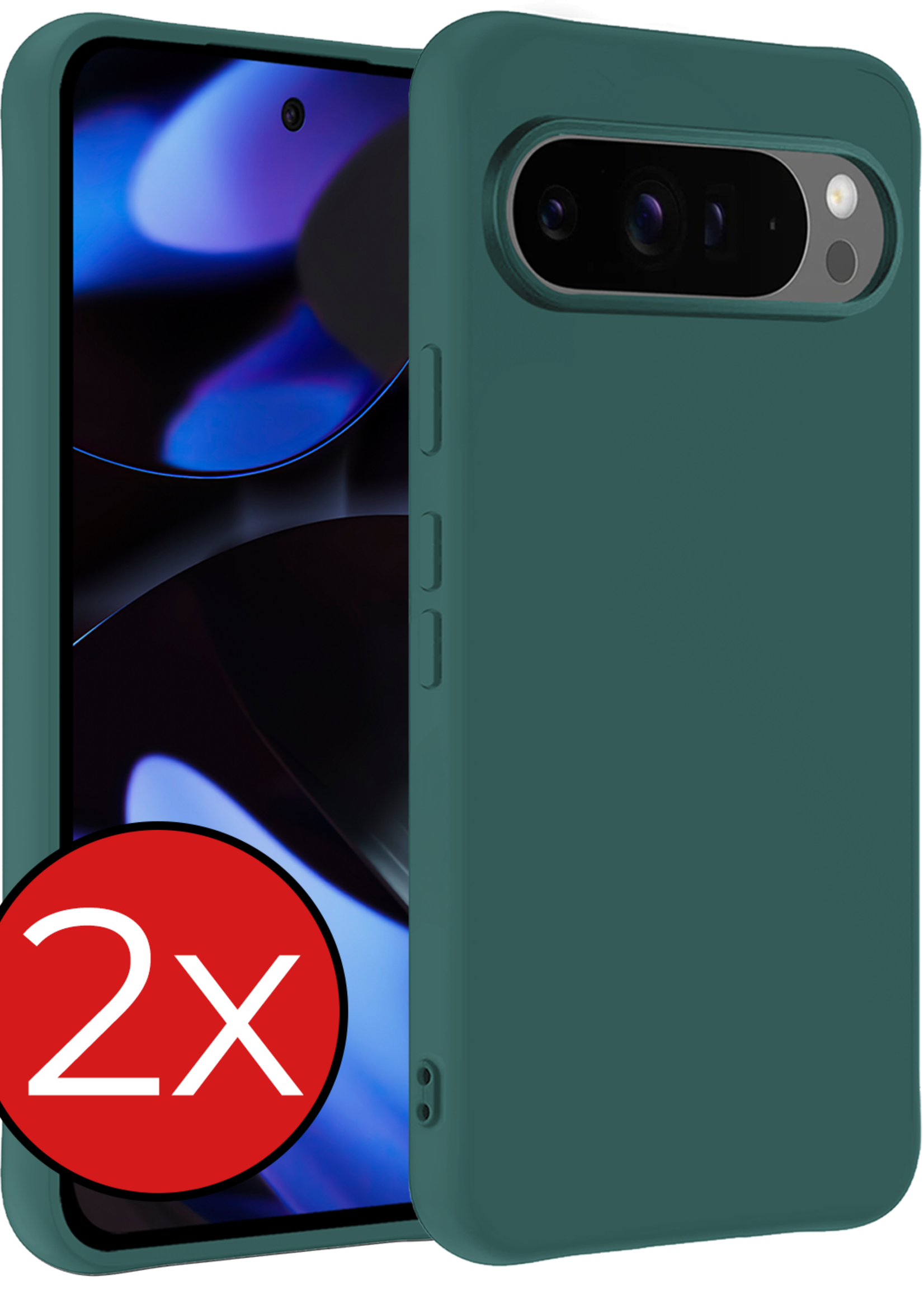 BTH BTH Google Pixel 10 Pro XL Hoesje Siliconen - Donkergroen - 2 PACK