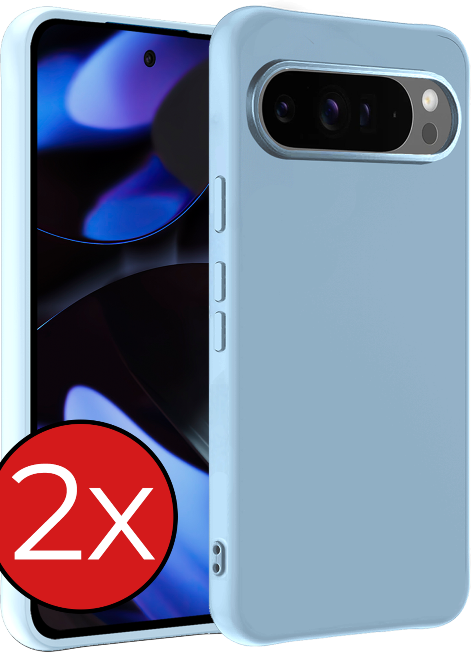 BTH BTH Google Pixel 10 Pro XL Hoesje Siliconen - Lichtblauw - 2 PACK