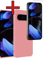 BTH BTH Google Pixel 10 Pro XL Hoesje Siliconen Met Screenprotector - Lichtroze