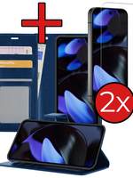 BTH BTH Google Pixel 10 Pro XL Hoesje Bookcase Met 2x Screenprotector - Donkerblauw