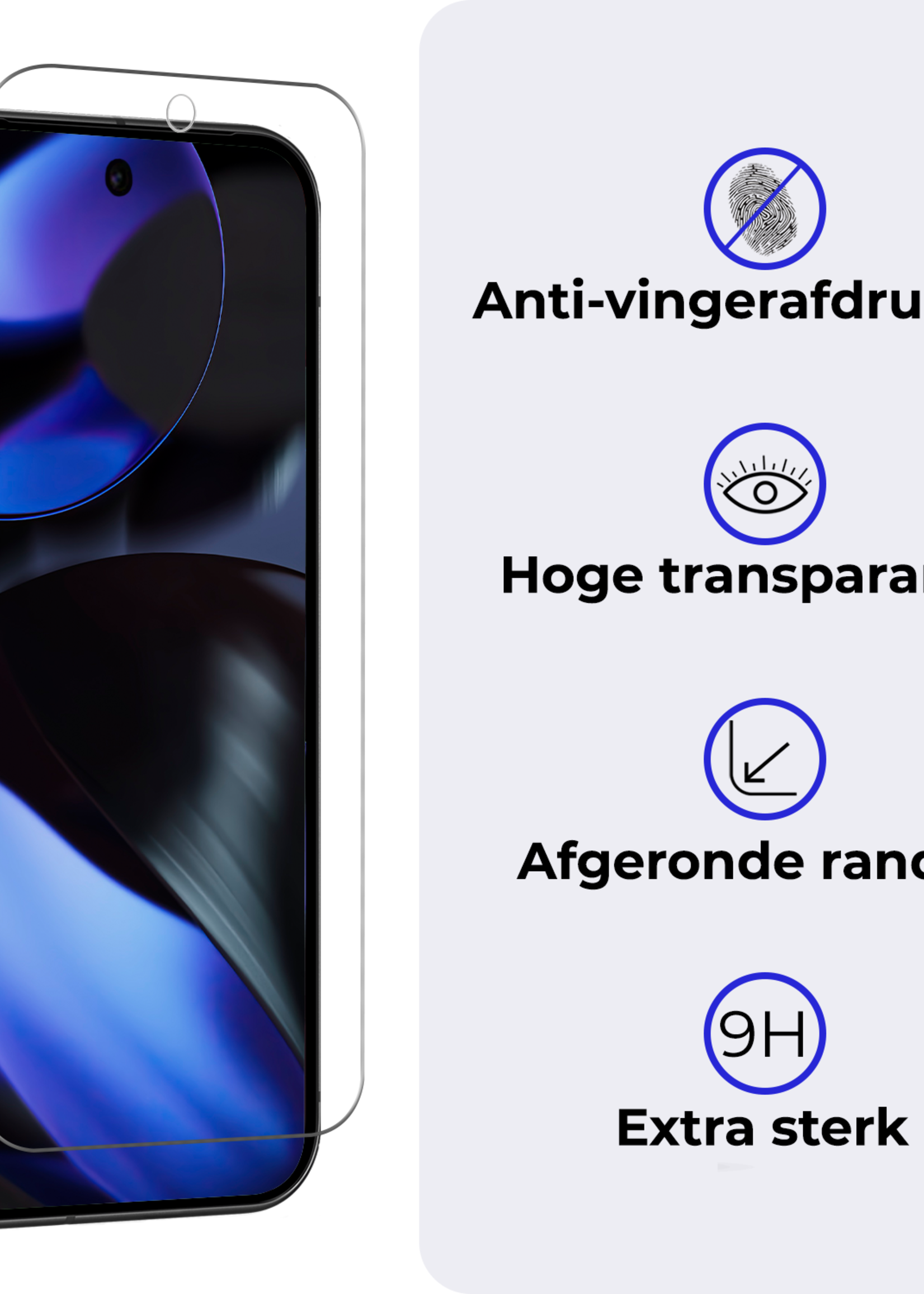 BTH BTH Google Pixel 10 Hoesje Siliconen Met 2x Screenprotector - Donkerblauw