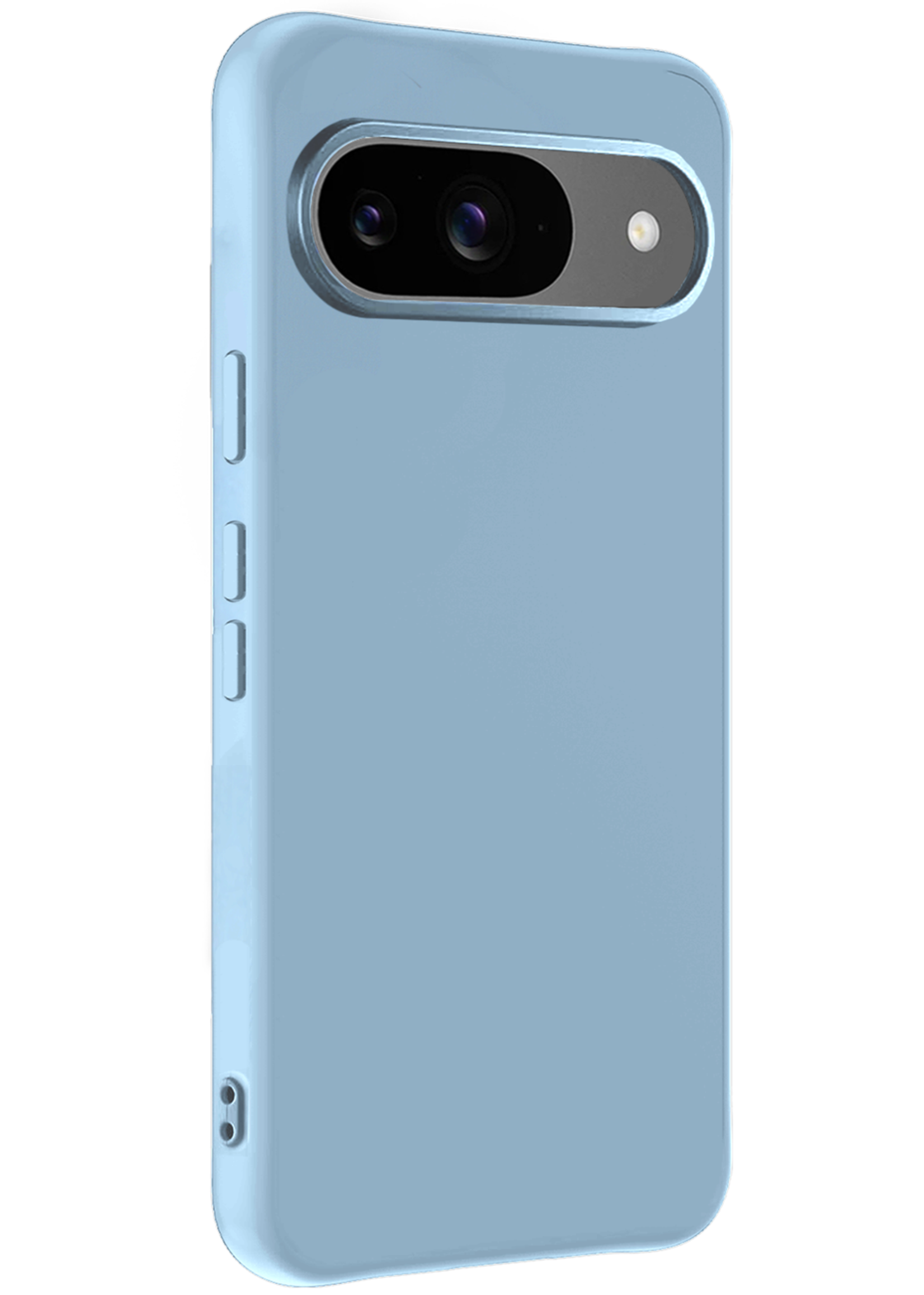 BTH BTH Google Pixel 10 Hoesje Siliconen Met 2x Screenprotector - Lichtblauw