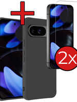BTH BTH Google Pixel 10 Hoesje Siliconen Met 2x Screenprotector - Zwart