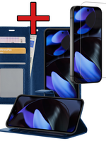 BTH BTH Google Pixel 10 Hoesje Bookcase Met Screenprotector - Donkerblauw