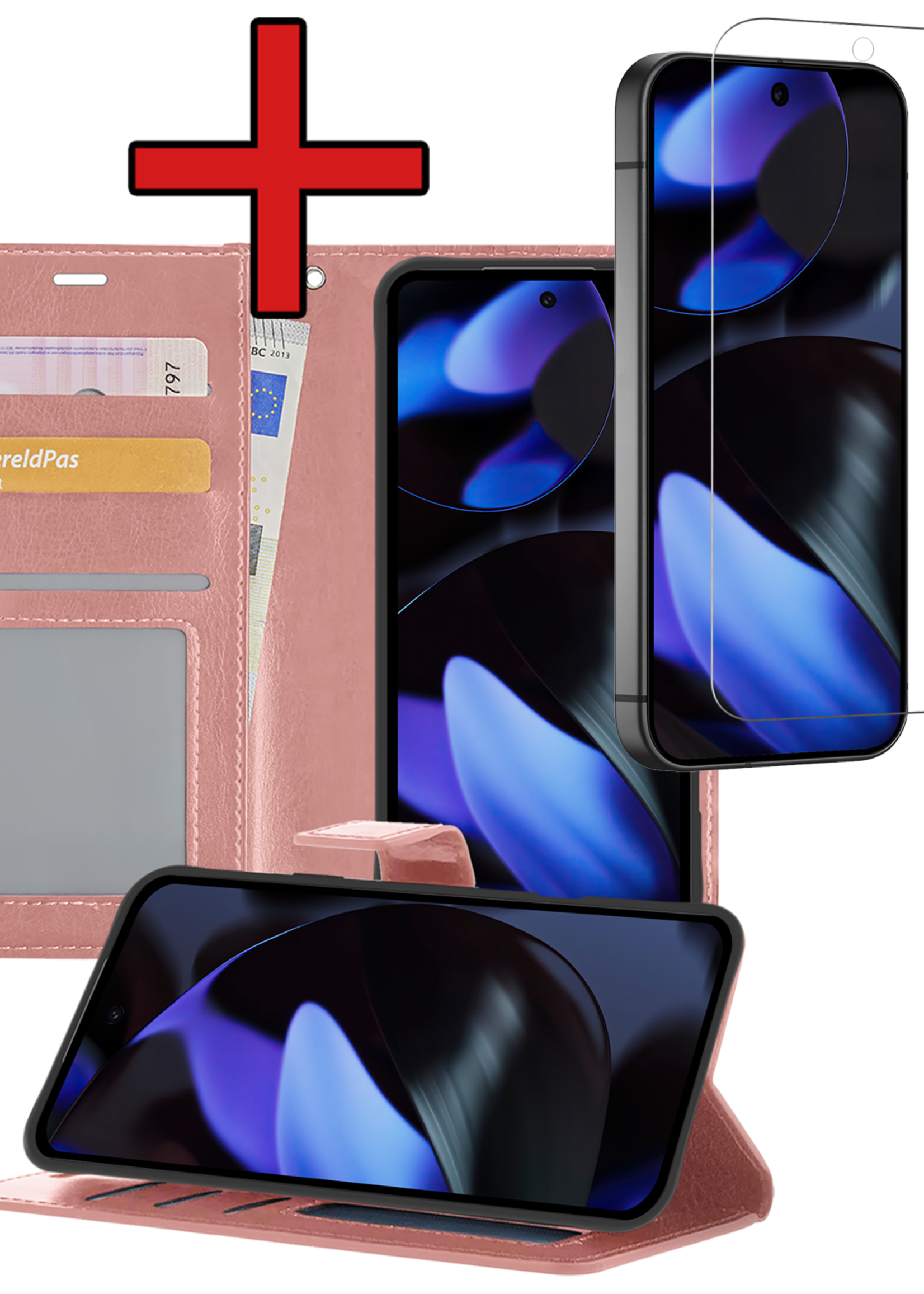 BTH BTH Google Pixel 10 Hoesje Bookcase Met Screenprotector - Rose Goud