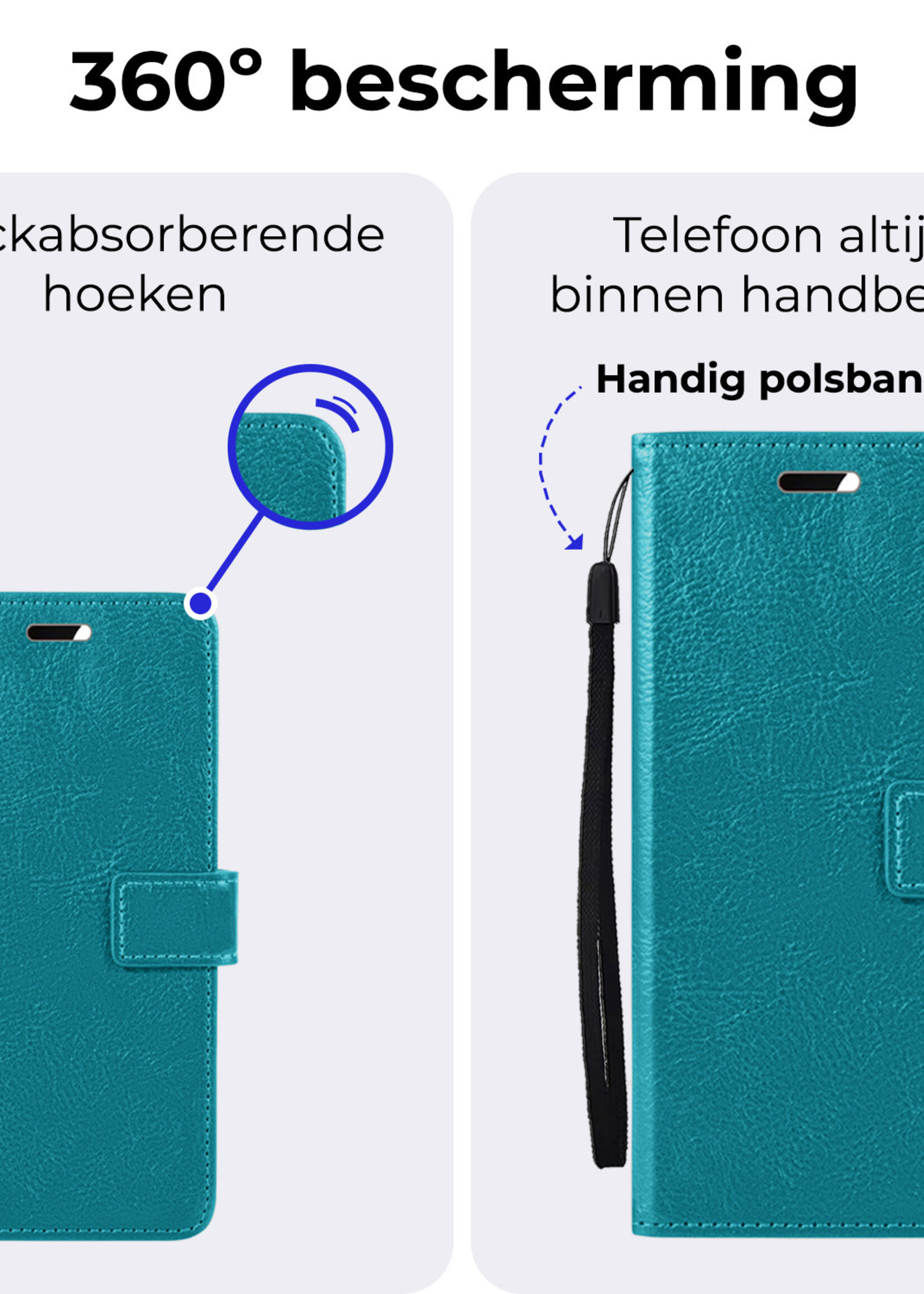 BTH BTH Google Pixel 10 Hoesje Bookcase Met Screenprotector - Turquoise