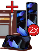 BTH BTH Google Pixel 10 Hoesje Bookcase Met 2x Screenprotector - Bruin