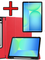 BTH BTH Samsung Galaxy Tab S10 Lite Hoesje Met Uitsparing S Pen Met Screenprotector - Rood