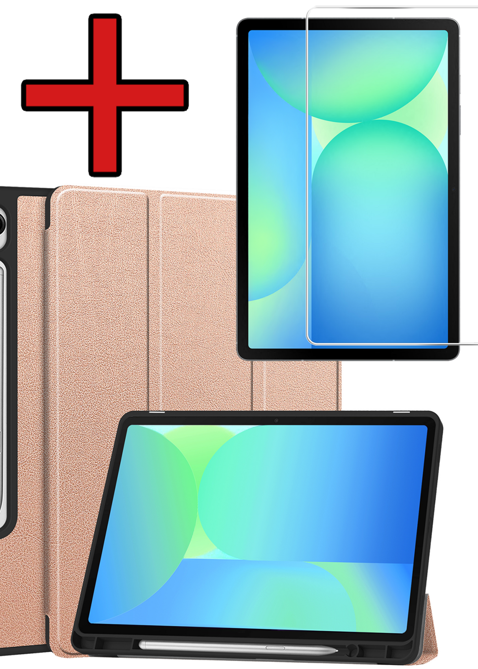 BTH BTH Samsung Galaxy Tab S10 Lite Hoesje Met Uitsparing S Pen Met Screenprotector - Rose Goud