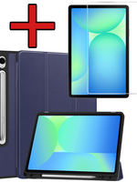 BTH BTH Samsung Galaxy Tab S10 Lite Hoesje Met Uitsparing S Pen Met Screenprotector - Donkerblauw
