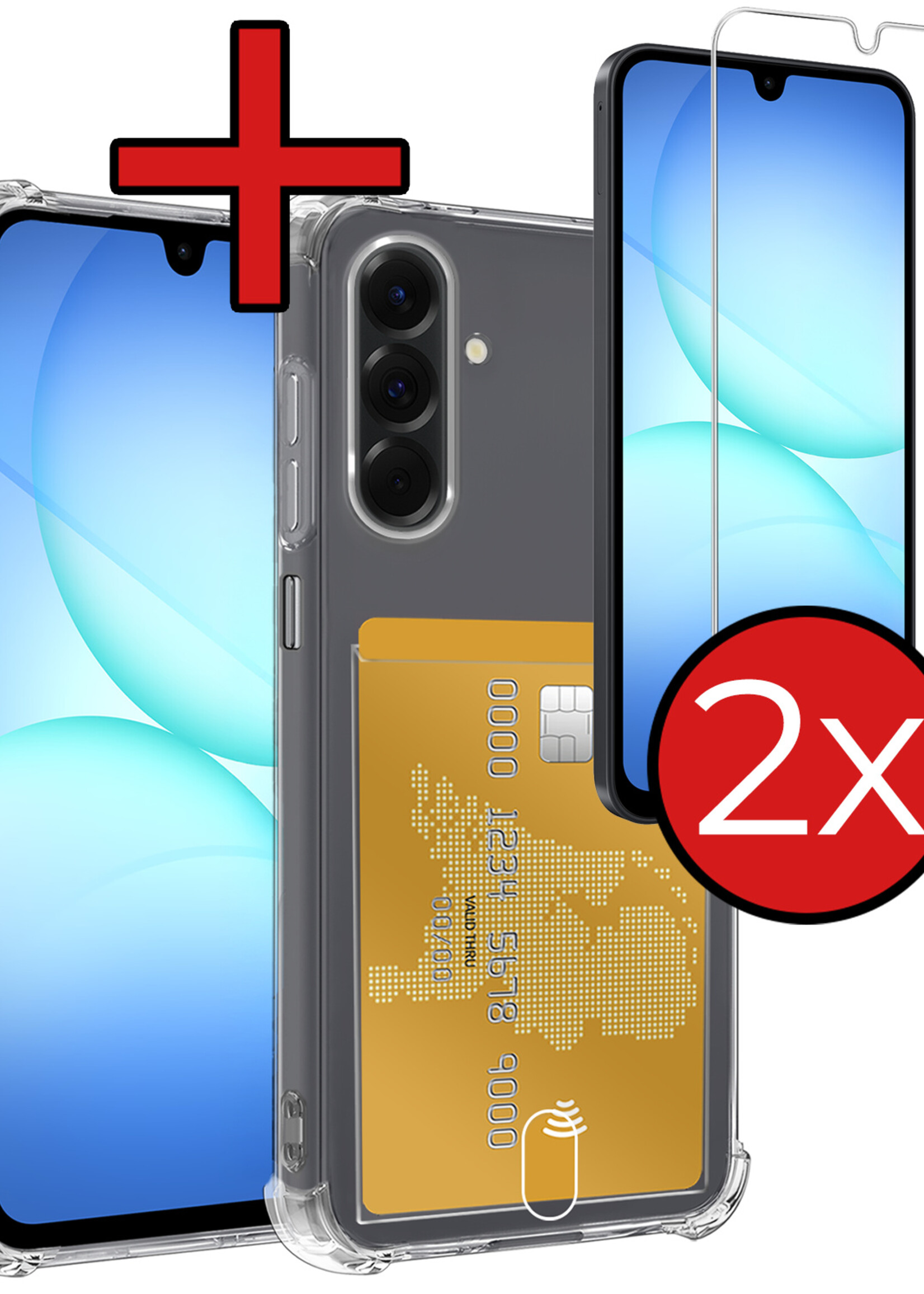 BTH BTH Samsung Galaxy A17 Hoesje Pashouder Met 2x Screenprotector