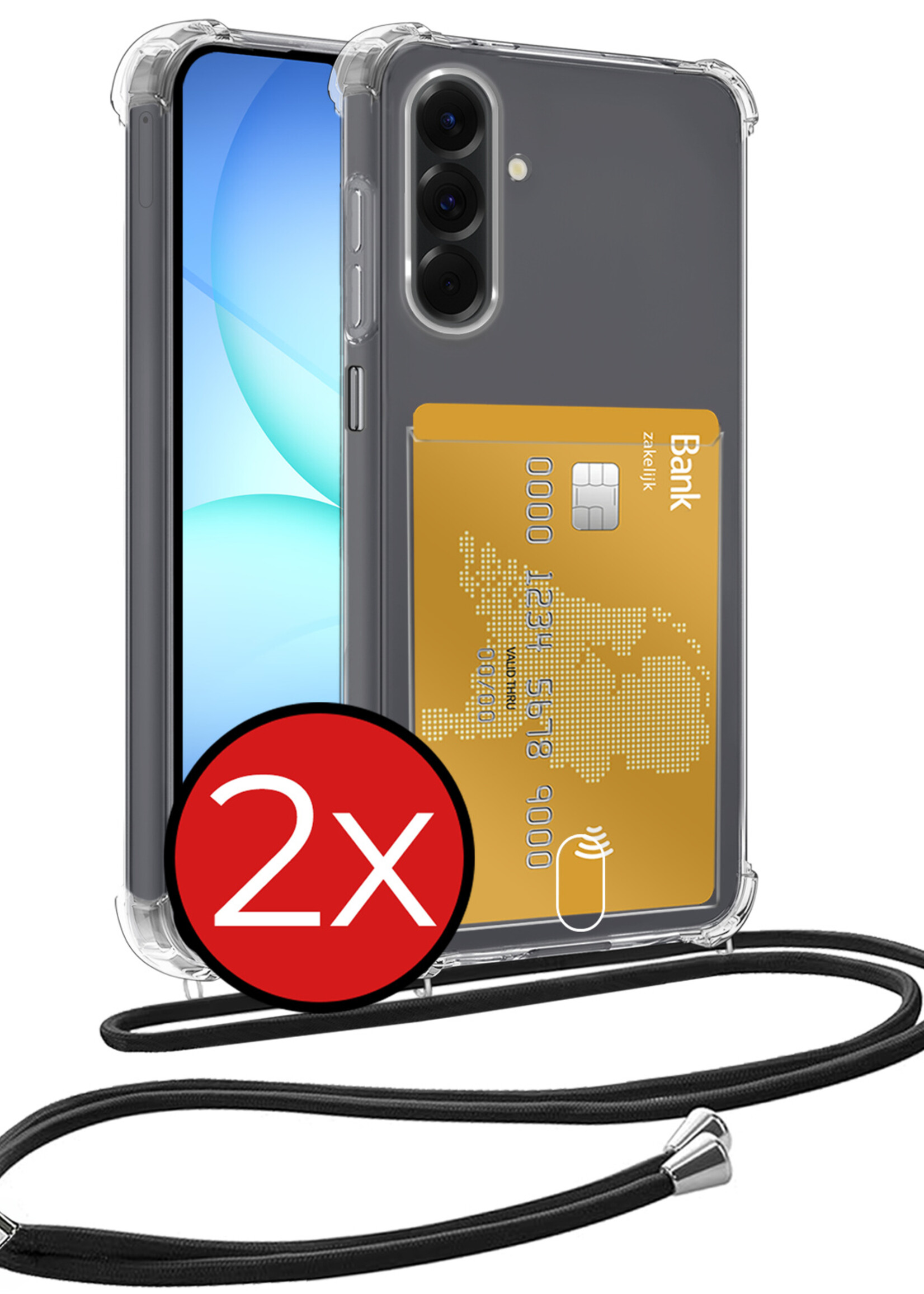 BTH BTH Samsung Galaxy A17 Hoesje Pashouder met Koord - 2 PACK