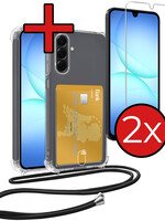 BTH BTH Samsung Galaxy A17 Hoesje Pashouder met Koord Met 2x Screenprotector