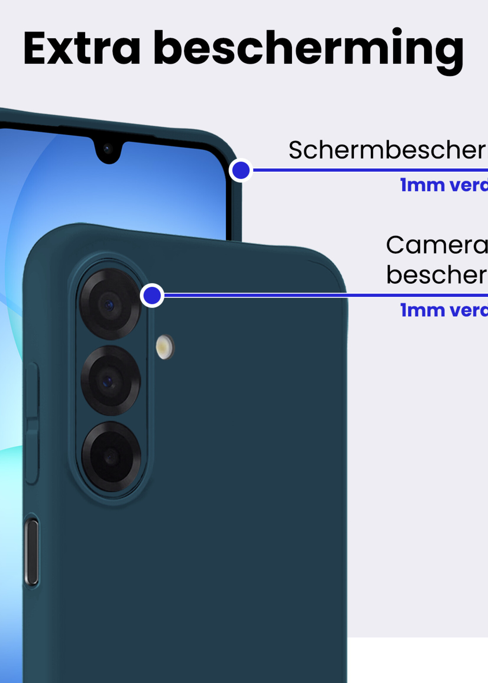BTH BTH Samsung Galaxy A17 Hoesje Siliconen - Donkerblauw - 2 PACK