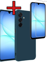 BTH BTH Samsung Galaxy A17 Hoesje Siliconen Met Screenprotector - Donkerblauw