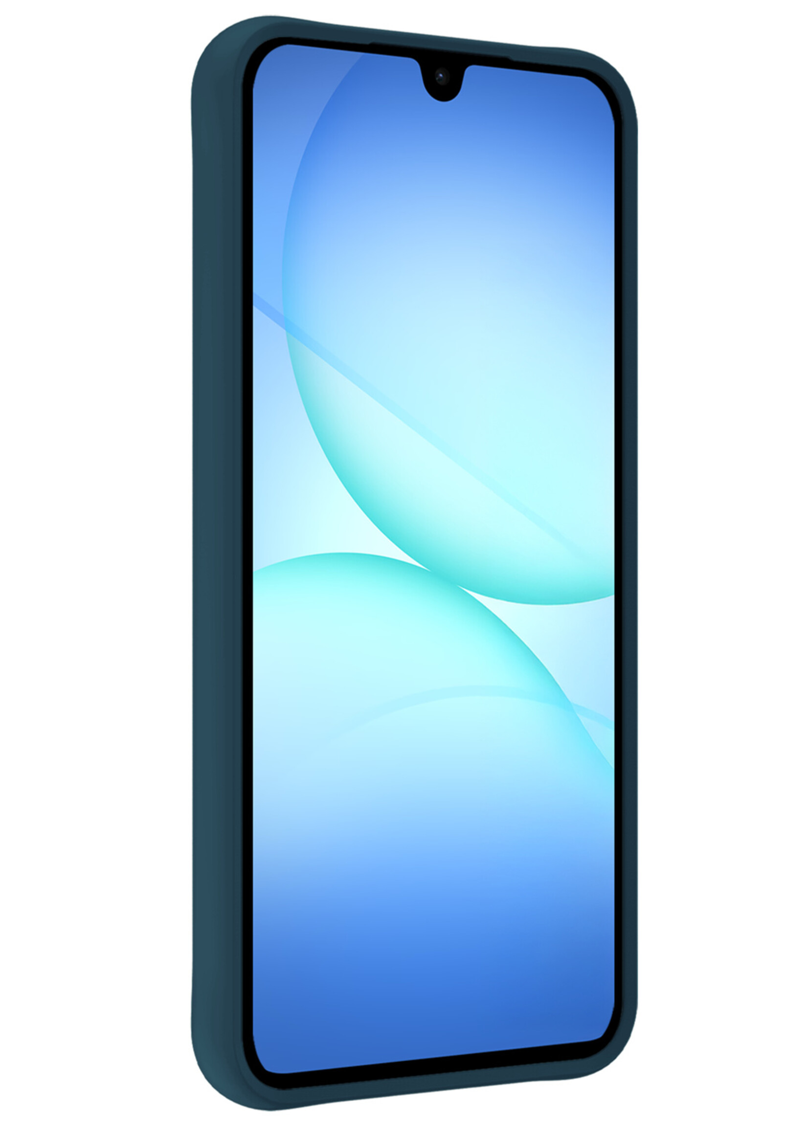 BTH BTH Samsung Galaxy A17 Hoesje Siliconen Met Screenprotector - Donkerblauw