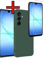 BTH BTH Samsung Galaxy A17 Hoesje Siliconen Met Screenprotector - Donkergroen