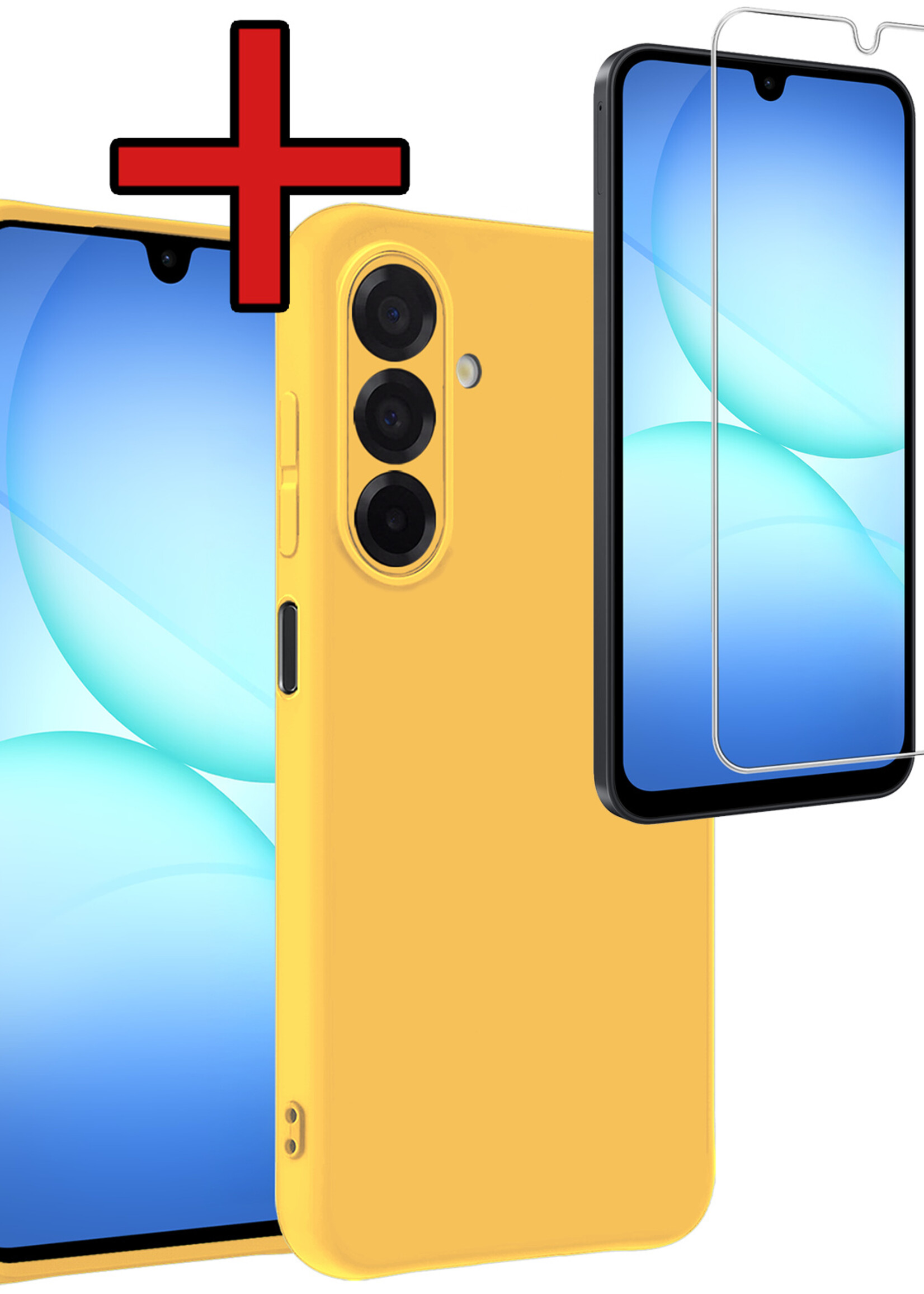 BTH BTH Samsung Galaxy A17 Hoesje Siliconen Met Screenprotector - Geel