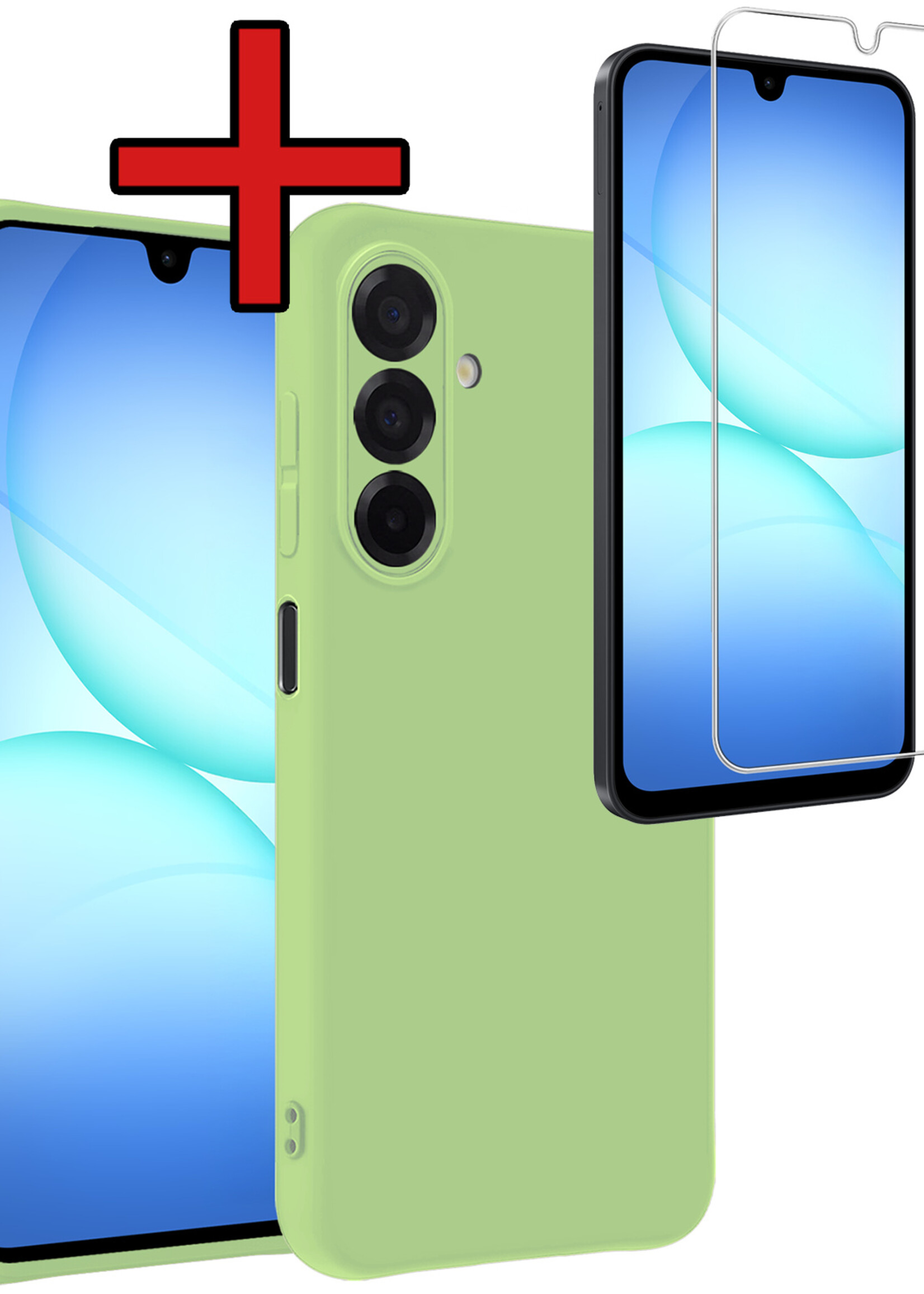 BTH BTH Samsung Galaxy A17 Hoesje Siliconen Met Screenprotector - Groen