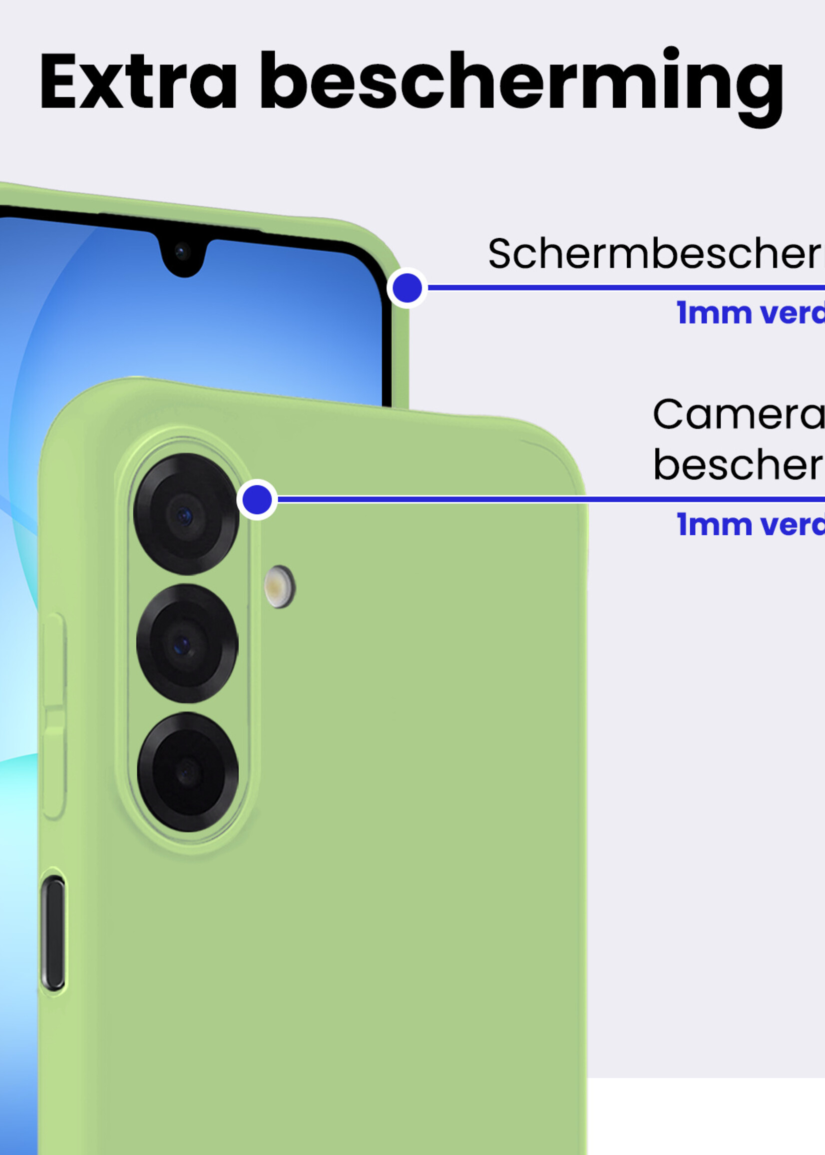 BTH BTH Samsung Galaxy A17 Hoesje Siliconen Met Screenprotector - Groen