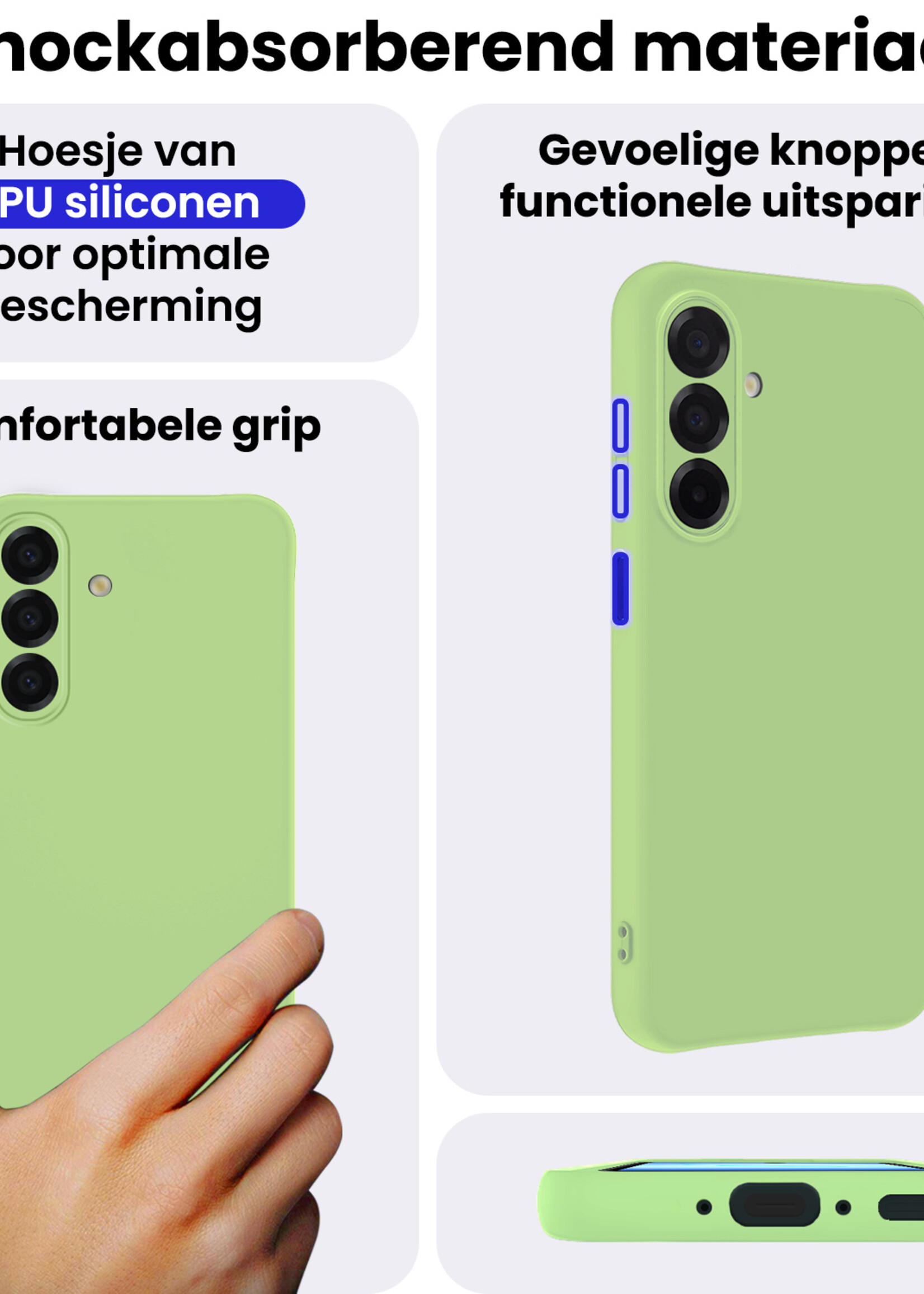 BTH BTH Samsung Galaxy A17 Hoesje Siliconen Met Screenprotector - Groen
