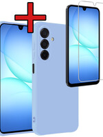 BTH BTH Samsung Galaxy A17 Hoesje Siliconen Met Screenprotector - Lichtblauw