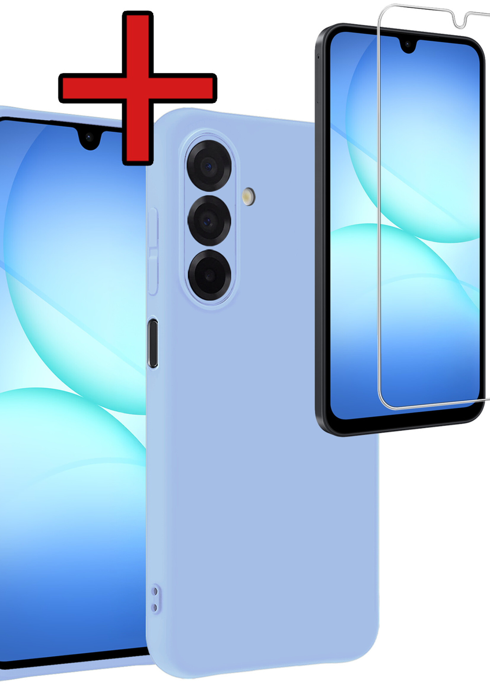 BTH BTH Samsung Galaxy A17 Hoesje Siliconen Met Screenprotector - Lichtblauw