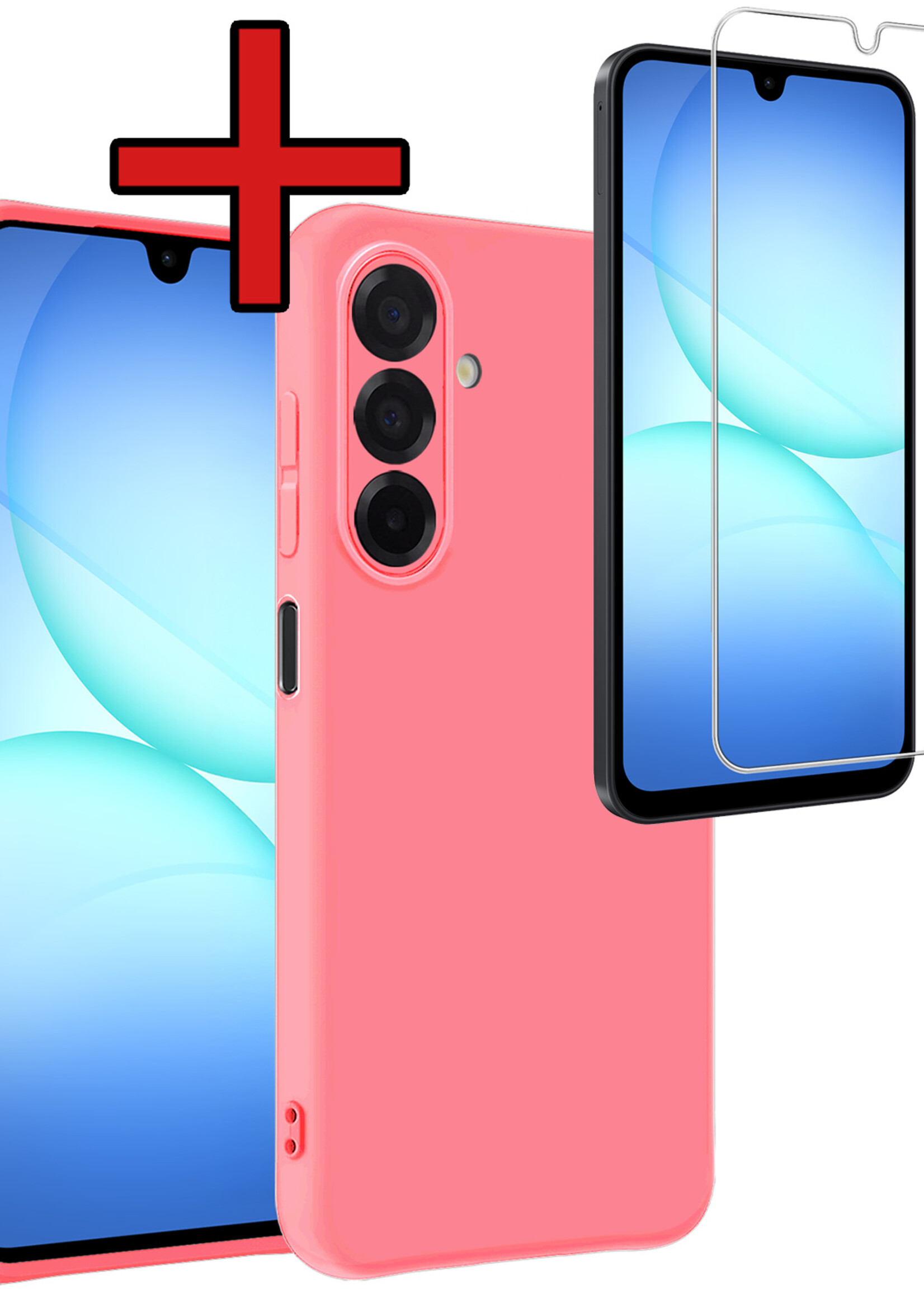 BTH BTH Samsung Galaxy A17 Hoesje Siliconen Met Screenprotector - Lichtroze