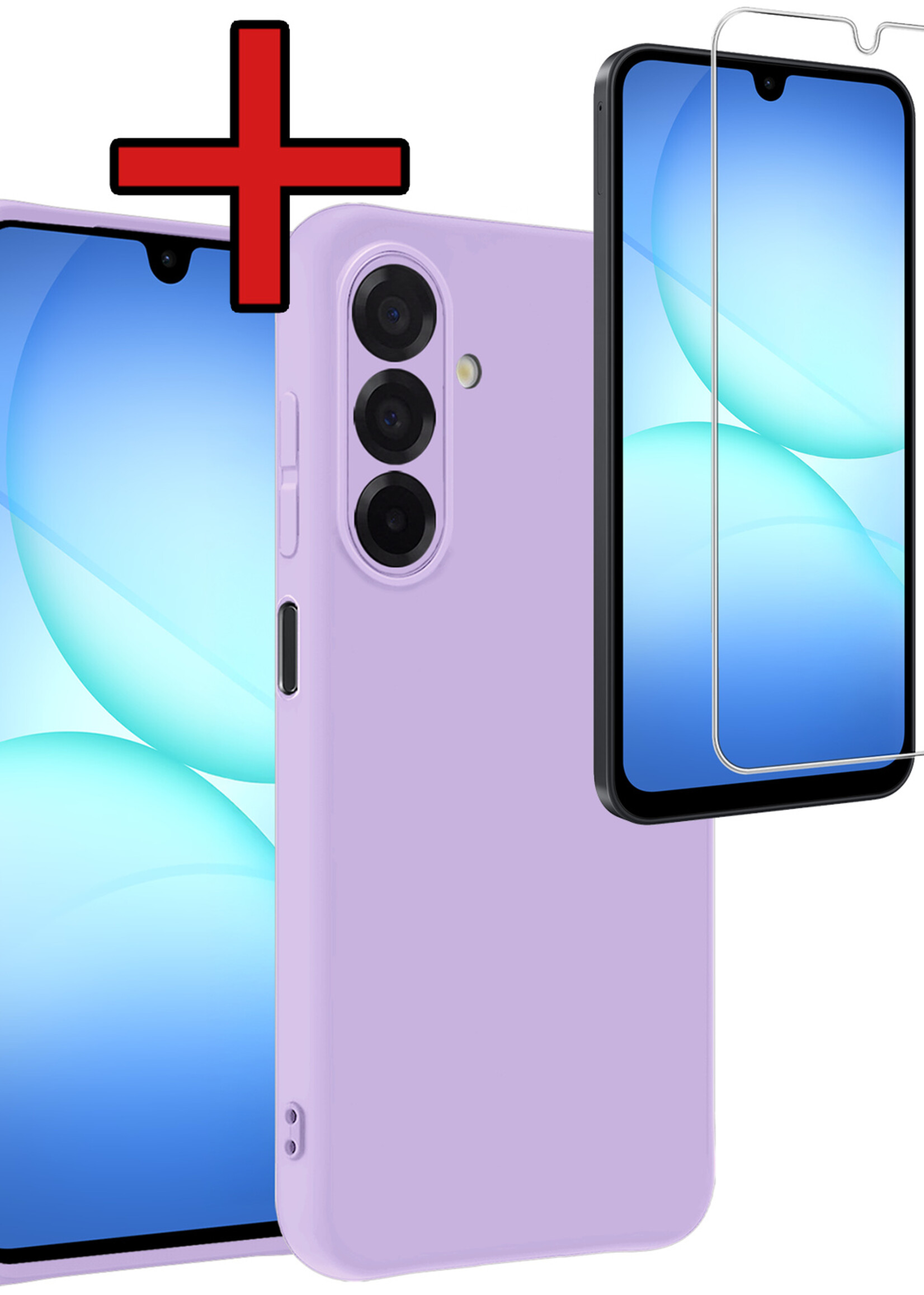 BTH BTH Samsung Galaxy A17 Hoesje Siliconen Met Screenprotector - Lila