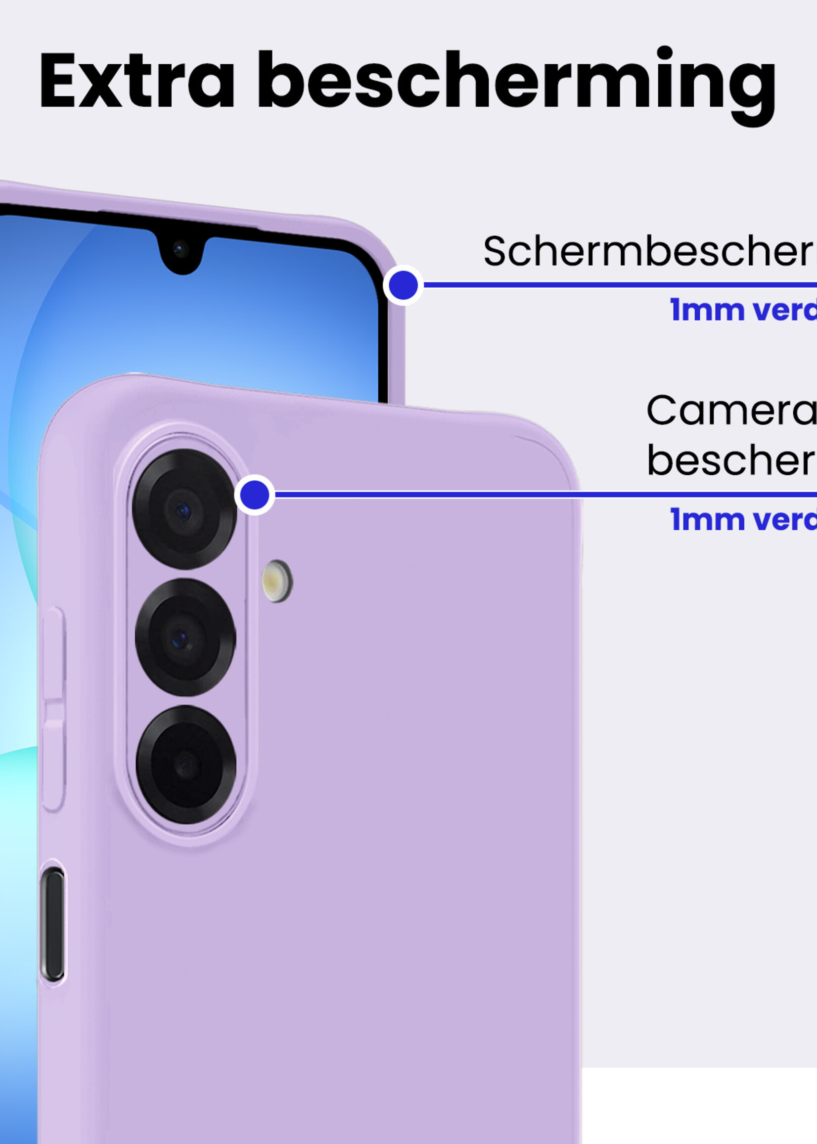 BTH BTH Samsung Galaxy A17 Hoesje Siliconen Met Screenprotector - Lila