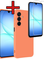 BTH BTH Samsung Galaxy A17 Hoesje Siliconen Met Screenprotector - Perzik