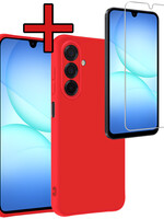 BTH BTH Samsung Galaxy A17 Hoesje Siliconen Met Screenprotector - Rood