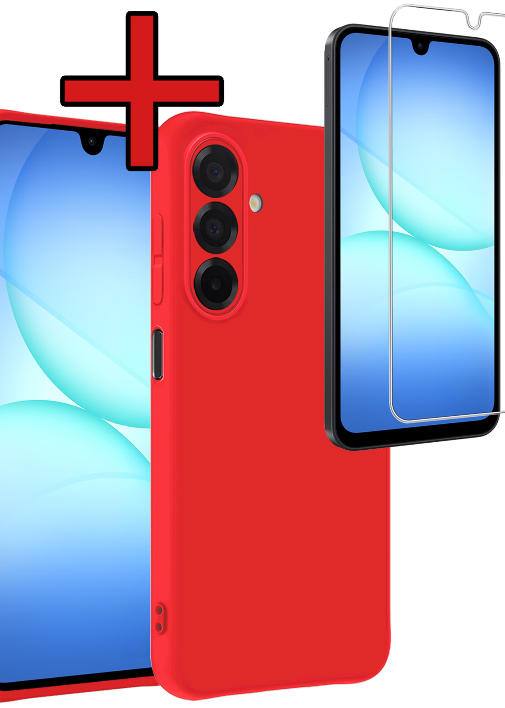 BTH BTH Samsung Galaxy A17 Hoesje Siliconen Met Screenprotector - Rood