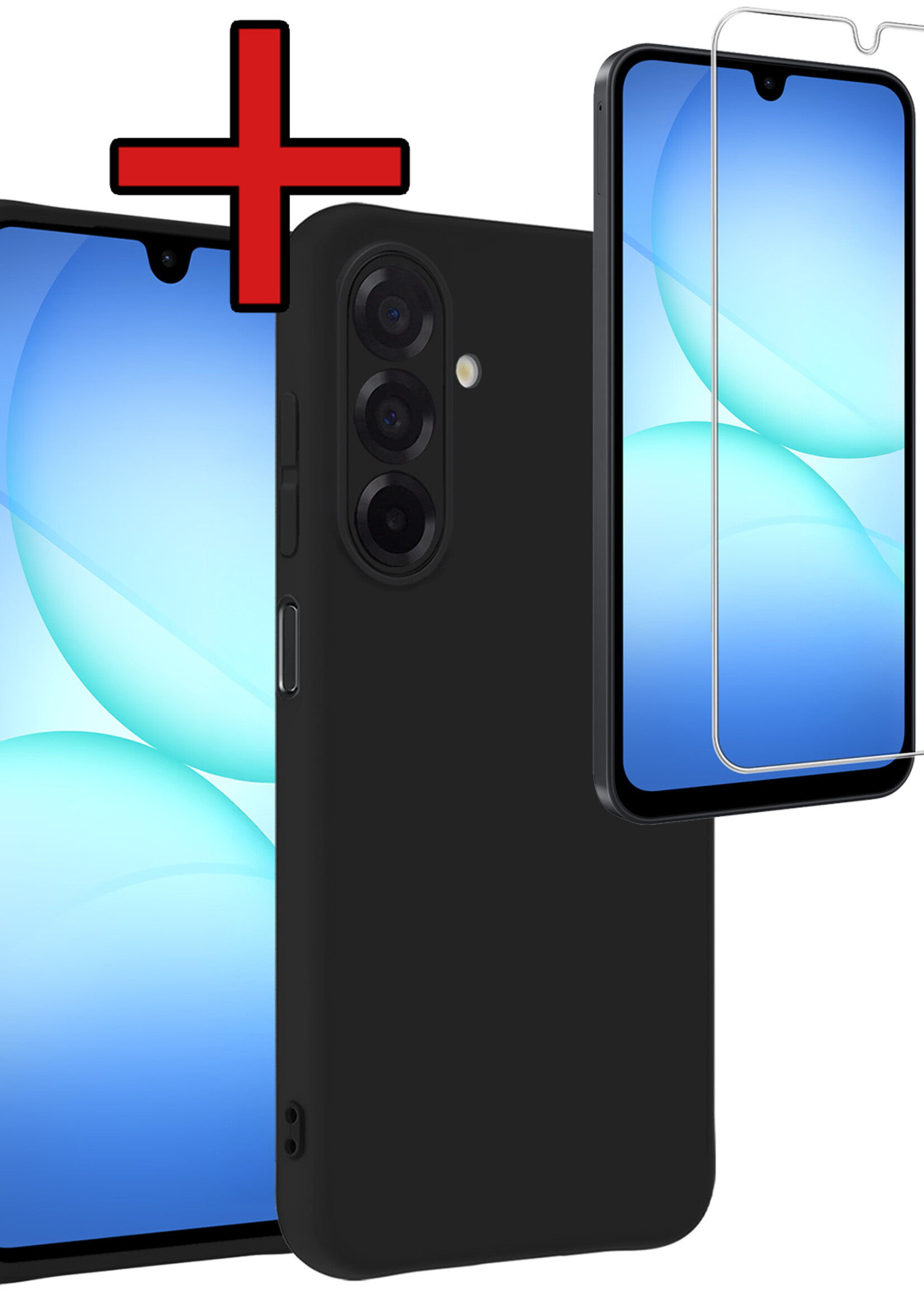 BTH BTH Samsung Galaxy A17 Hoesje Siliconen Met Screenprotector - Zwart