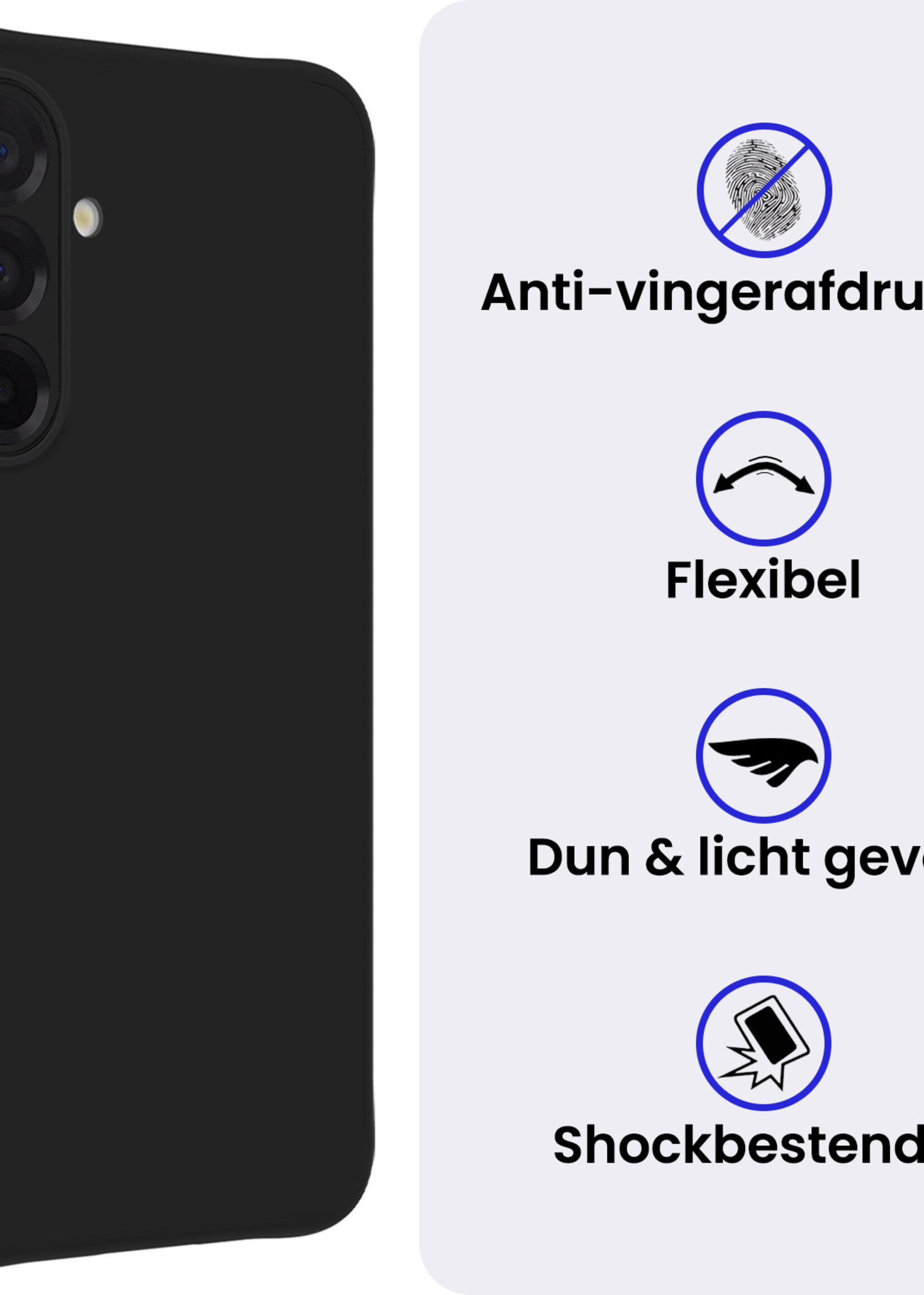 BTH BTH Samsung Galaxy A17 Hoesje Siliconen Met Screenprotector - Zwart