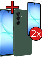 BTH BTH Samsung Galaxy A17 Hoesje Siliconen Met 2x Screenprotector - Donkergroen