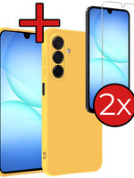 BTH BTH Samsung Galaxy A17 Hoesje Siliconen Met 2x Screenprotector - Geel