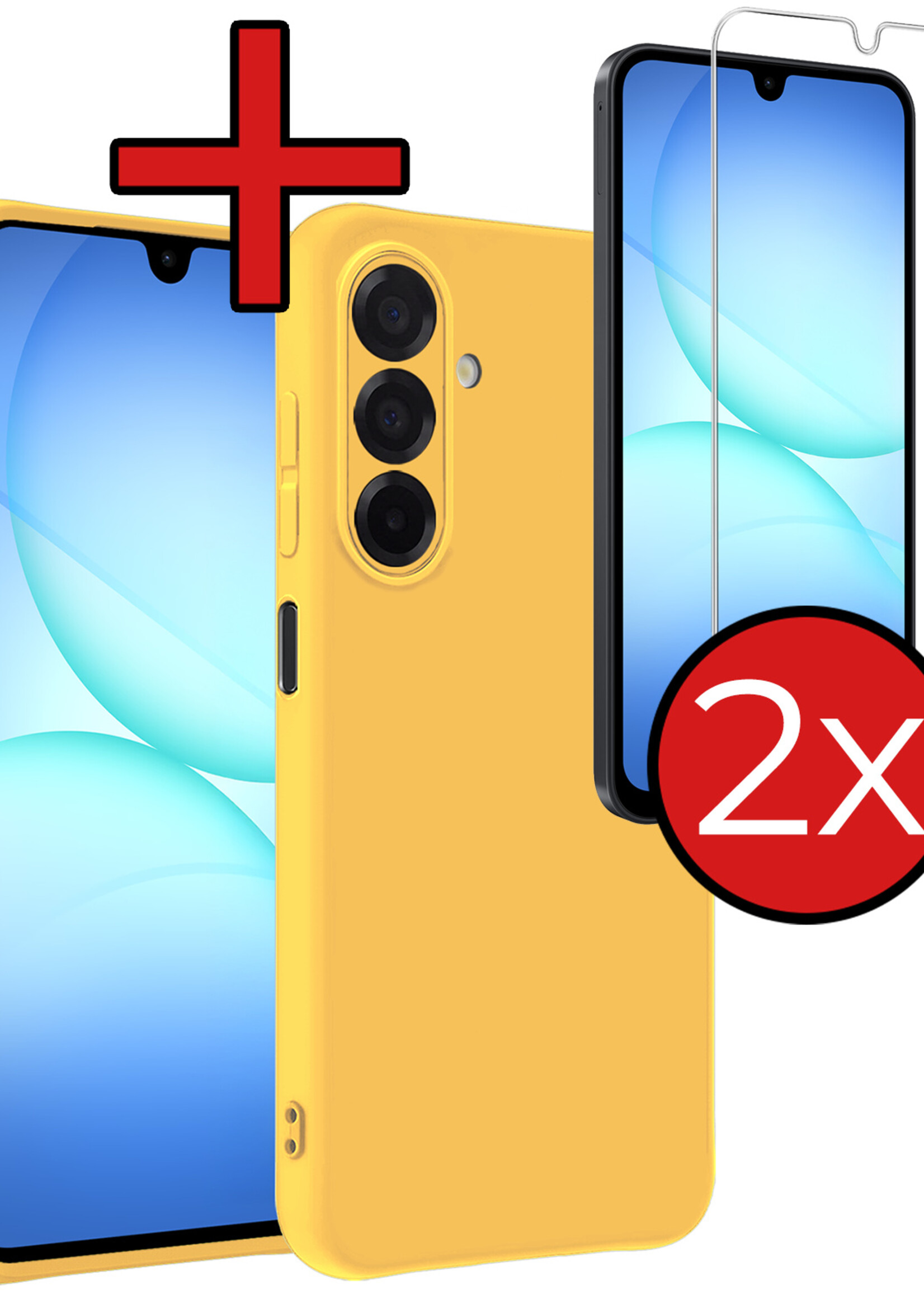 BTH BTH Samsung Galaxy A17 Hoesje Siliconen Met 2x Screenprotector - Geel