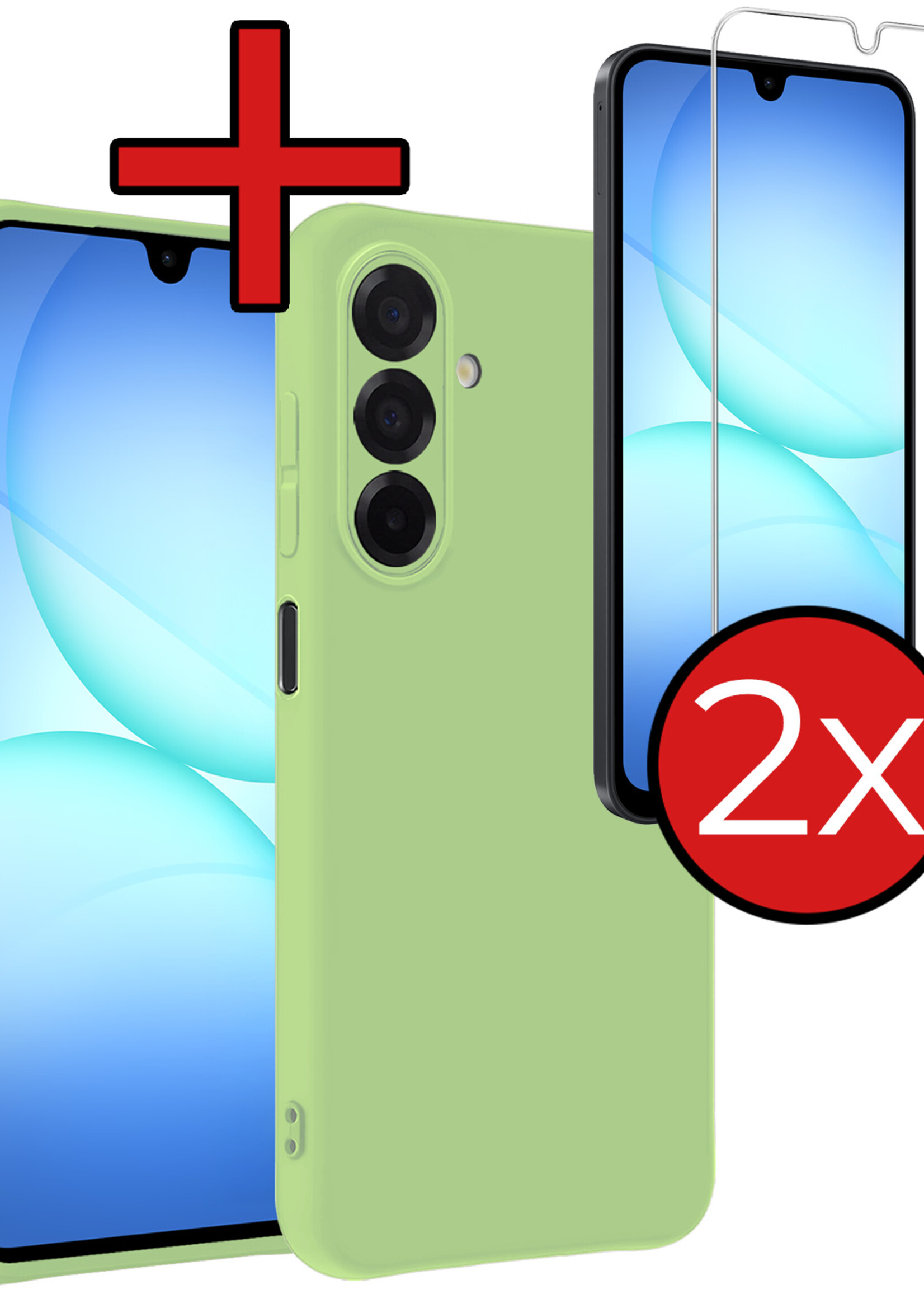 BTH BTH Samsung Galaxy A17 Hoesje Siliconen Met 2x Screenprotector - Groen