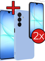 BTH BTH Samsung Galaxy A17 Hoesje Siliconen Met 2x Screenprotector - Lichtblauw