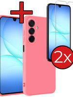 BTH BTH Samsung Galaxy A17 Hoesje Siliconen Met 2x Screenprotector - Lichtroze