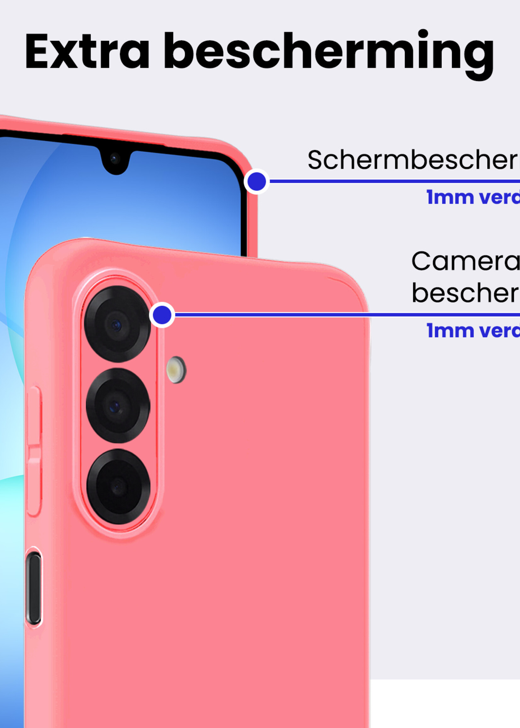 BTH BTH Samsung Galaxy A17 Hoesje Siliconen Met 2x Screenprotector - Lichtroze
