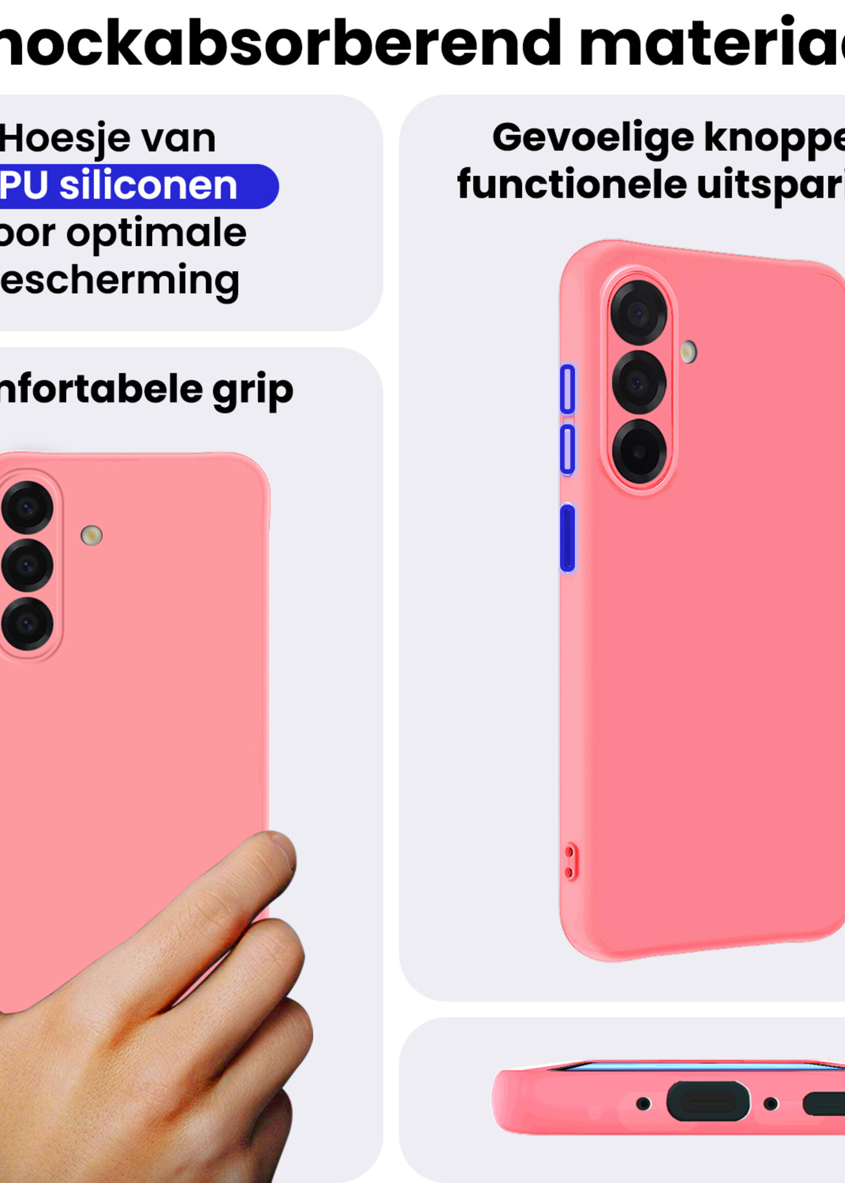 BTH BTH Samsung Galaxy A17 Hoesje Siliconen Met 2x Screenprotector - Lichtroze